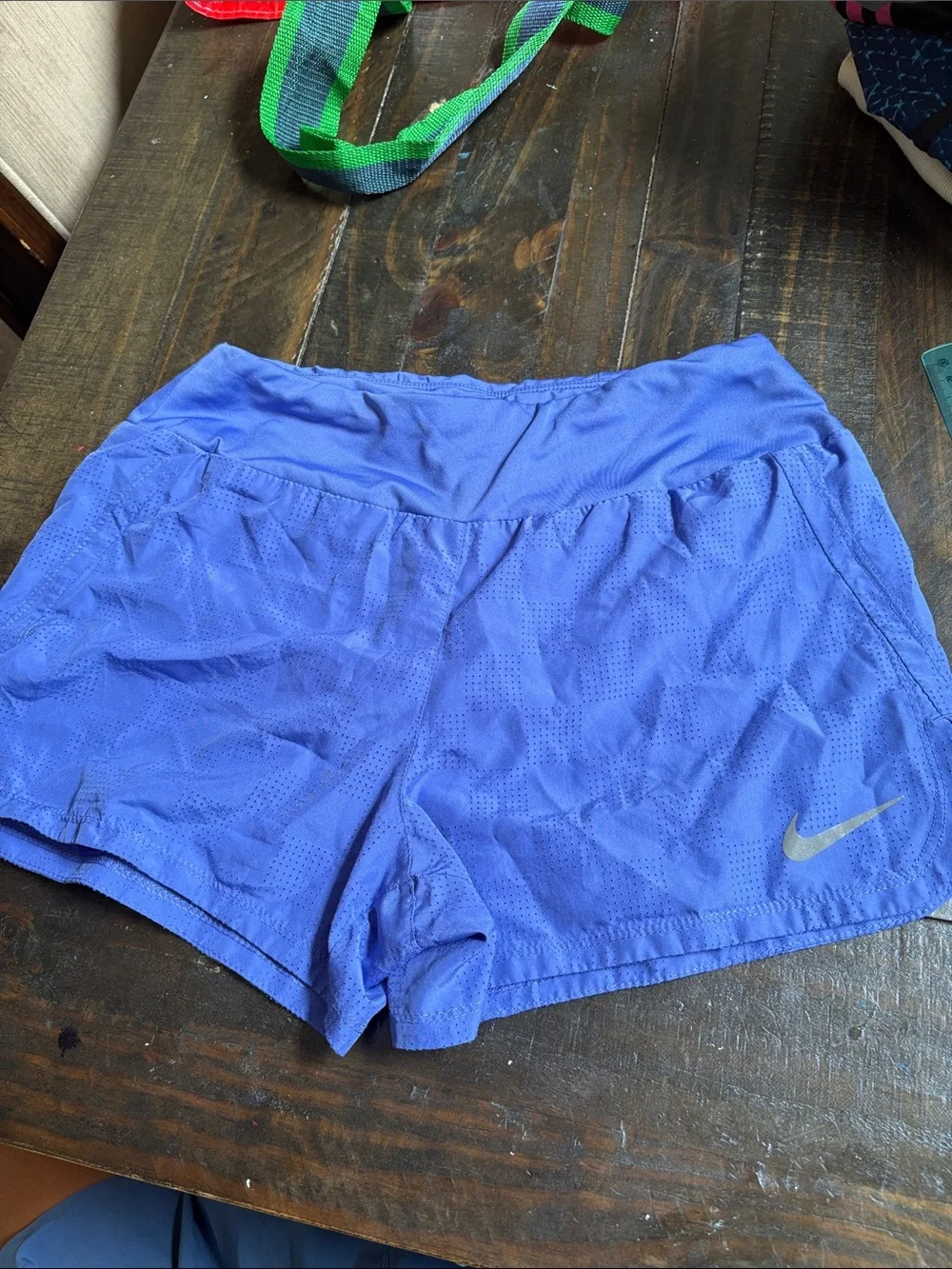Nike Women's Blue Athletic Running Shorts with Reflective Swoosh